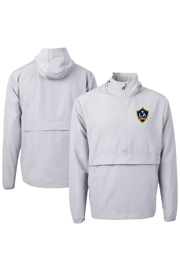 Men's-Cutter & Buck Gray LA Galaxy Charter Eco Recycled Full-Zip Anorak Jacket