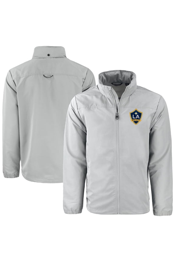 Men's Cutter & Buck Gray LA Galaxy Charter Eco Recycled Full-Zip Jacket
