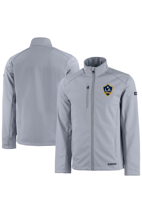 Men's Cutter & Buck Gray LA Galaxy Evoke Eco Softshell Recycled Full-Zip Jacket