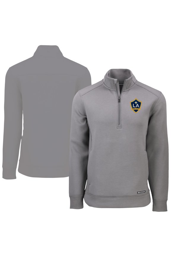 Men's-Cutter & Buck Gray LA Galaxy Roam Eco Recycled Quarter-Zip Pullover Top