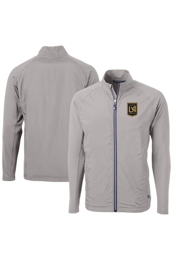 Men's-Cutter & Buck Gray LAFC Adapt Eco Knit Hybrid Recycled Full-Zip Jacket