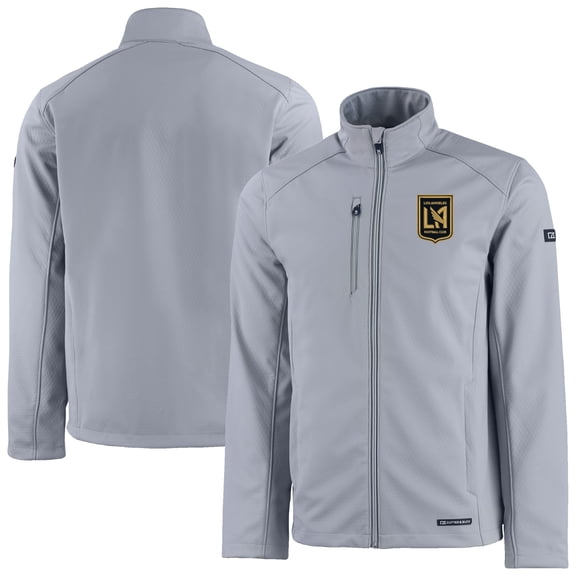 Men's Cutter & Buck Gray LAFC Evoke Eco Softshell Recycled Full-Zip Jacket