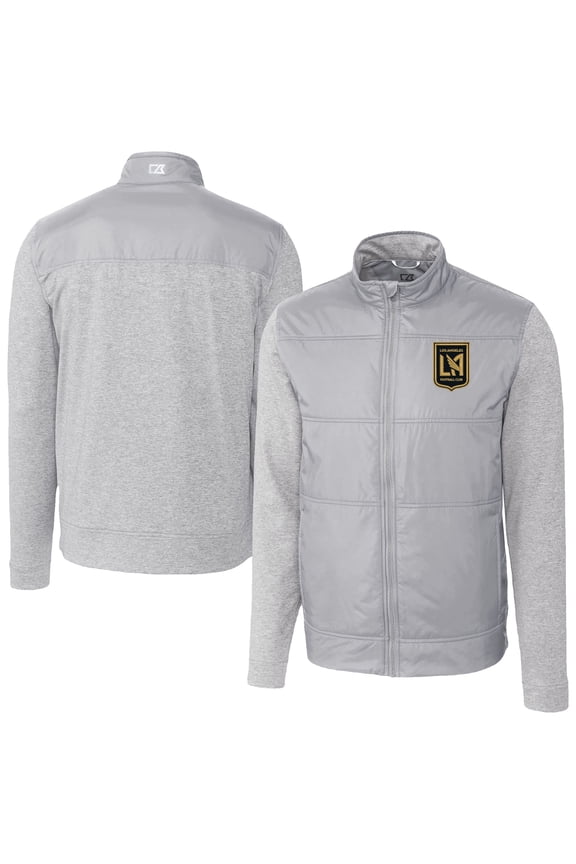 Men's Cutter & Buck  Gray LAFC Stealth Hybrid Quilted Full-Zip Windbreaker Jacket