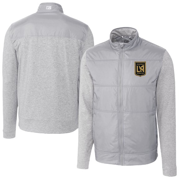 Men's Cutter & Buck Gray LAFC Stealth Hybrid Quilted Full-Zip Windbreaker Jacket