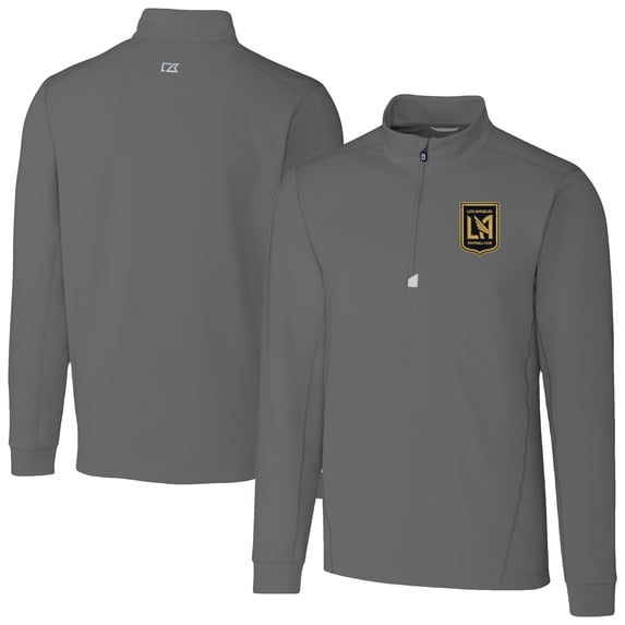 Men's-Cutter & Buck Gray LAFC Traverse Stretch Eco Quarter-Zip Pullover Top