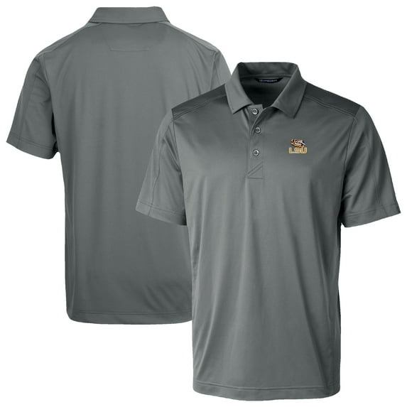 Men's Cutter & Buck Gray LSU Tigers Prospect Eco Textured Stretch Recycled Polo