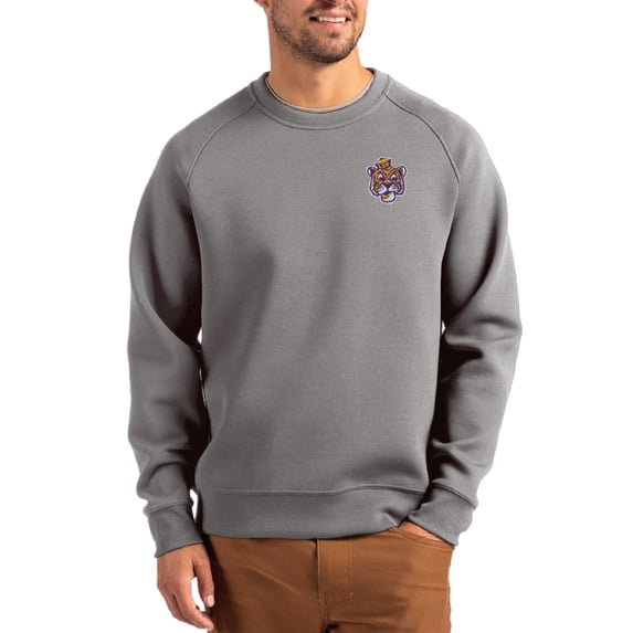 Men's Cutter & Buck Gray LSU Tigers Roam Recycled Pullover