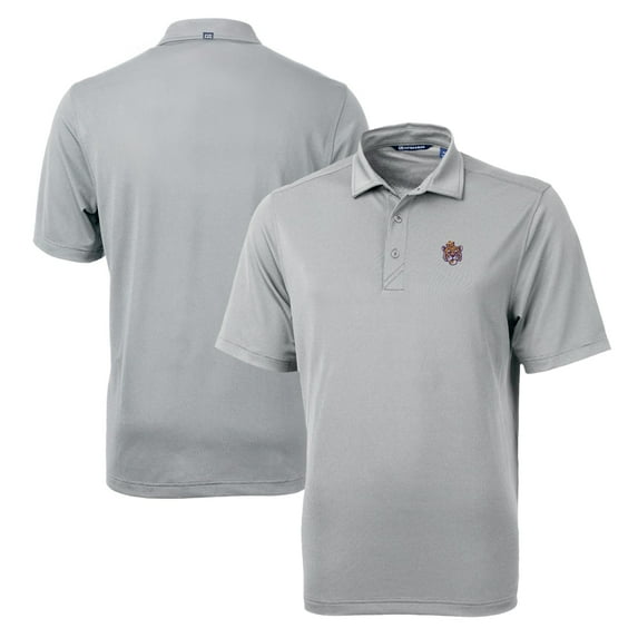 Men's Cutter & Buck Gray LSU Tigers Team Big & Tall Virtue Eco Pique Recycled Polo