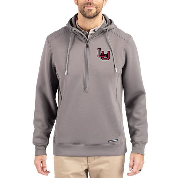 Men's-Cutter & Buck Gray Lamar Cardinals Roam Eco Recycled Half-Zip Pullover Hoodie