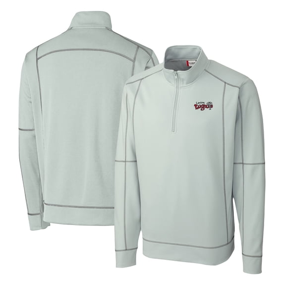 Men's Cutter & Buck Gray Lansing Lugnuts Clique Helsa Performance Half-Zip Knit Pullover