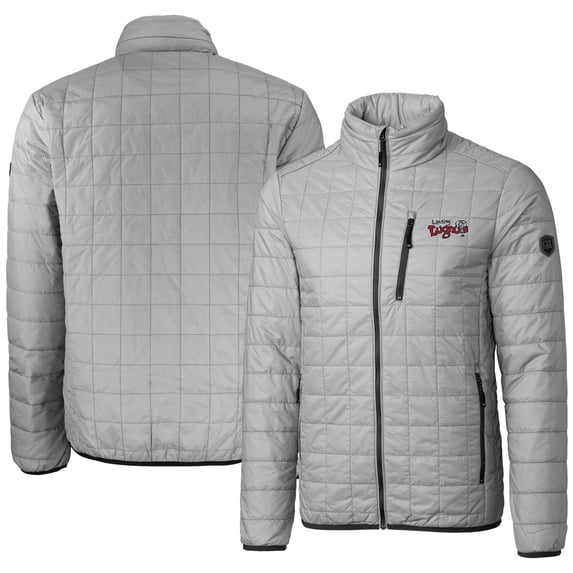 Men's Cutter & Buck Gray Lansing Lugnuts Rainier PrimaLoft Eco Insulated Full-Zip Puffer Jacket