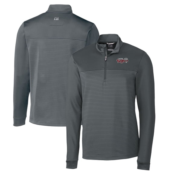 Men's Cutter & Buck Gray Lansing Lugnuts Traverse Stripe Stretch Quarter-Zip Pullover Top