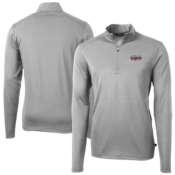 Men's Cutter & Buck Gray Lansing Lugnuts Virtue Eco Pique Recycled Quarter-Zip Pullover Top