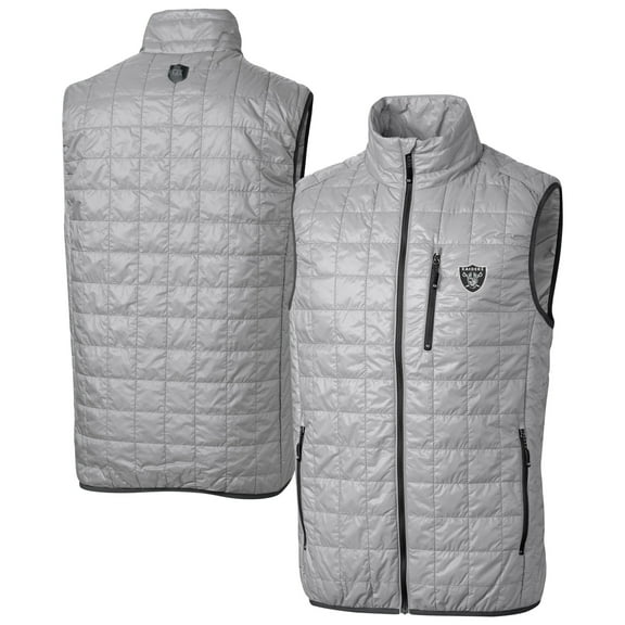 Men's Cutter & Buck Gray Las Vegas Raiders Big & Tall Rainier PrimaLoft- Eco Insulated Full-Zip Puffer Vest