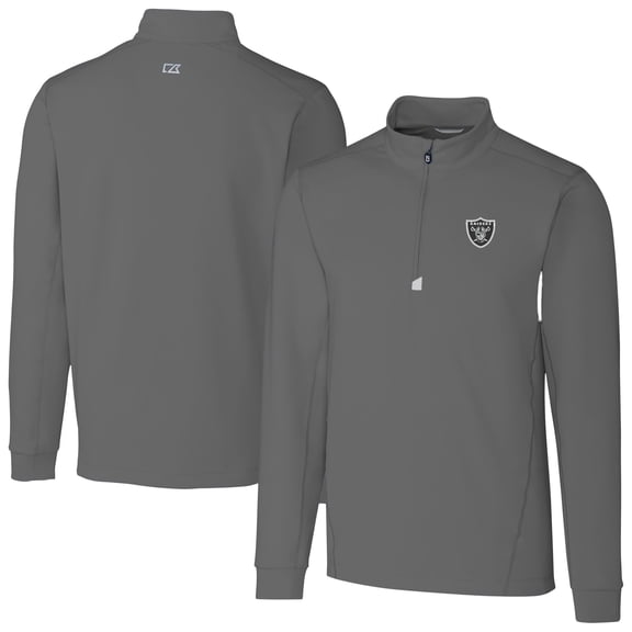 Men's Cutter & Buck Gray Las Vegas Raiders Big & Tall Traverse Stretch Quarter-Zip Top