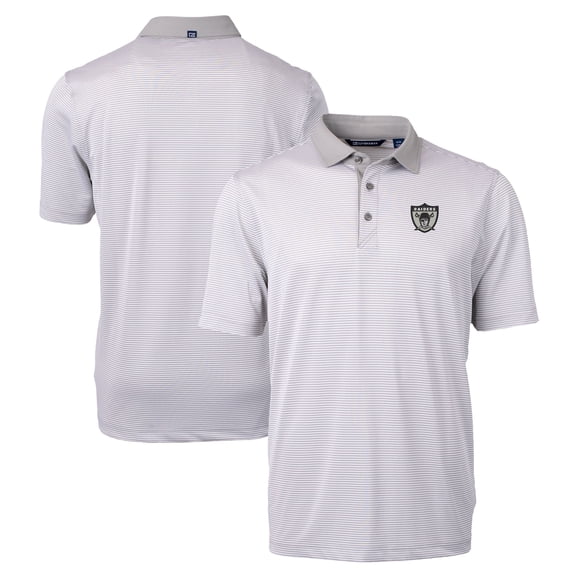 Men's Cutter & Buck Gray Las Vegas Raiders Big & Tall Virtue Eco Pique Micro Stripe Recycled Polo