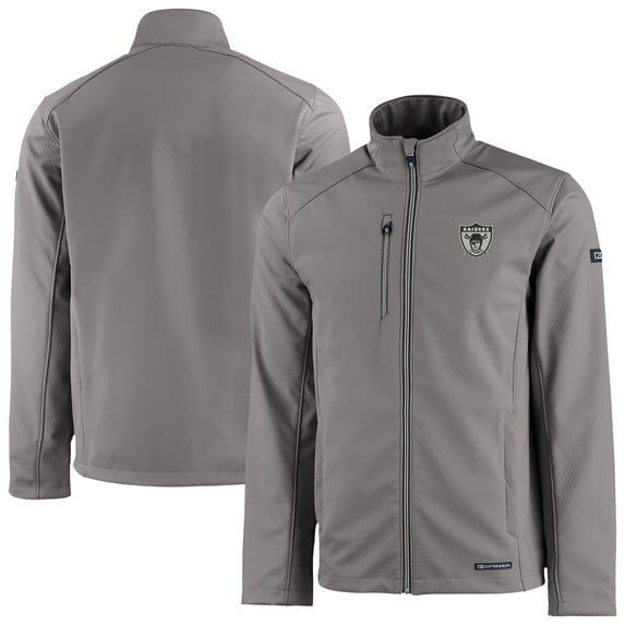 Men's Cutter & Buck Gray Las Vegas Raiders Evoke Eco Softshell Recycled Full-Zip Jacket