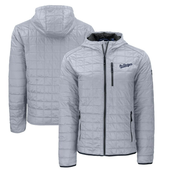 Men's Cutter & Buck Gray Los Angeles Dodgers City Connect Rainier Primaloft Eco Full-Zip Hooded Jacket