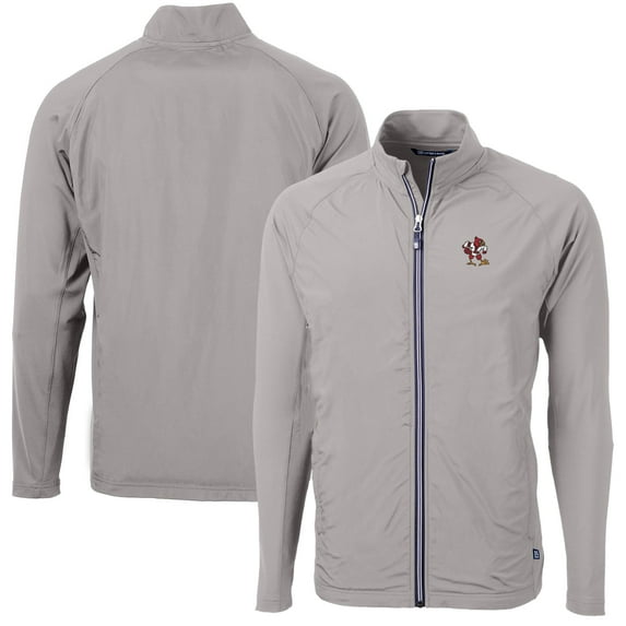 Men's Cutter & Buck Gray Louisville Cardinals Adapt Eco Knit Hybrid Recycled Big & Tall Full-Zip Jacket