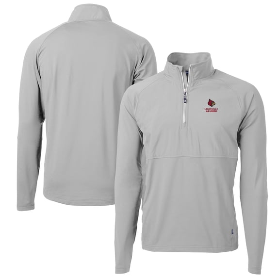 Men's Cutter & Buck Gray Louisville Cardinals Alumni Logo Adapt Eco Knit Hybrid Recycled Quarter-Zip Pullover Top