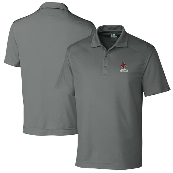 Men's Cutter & Buck Gray Louisville Cardinals Alumni Logo DryTec Genre Textured Solid Polo