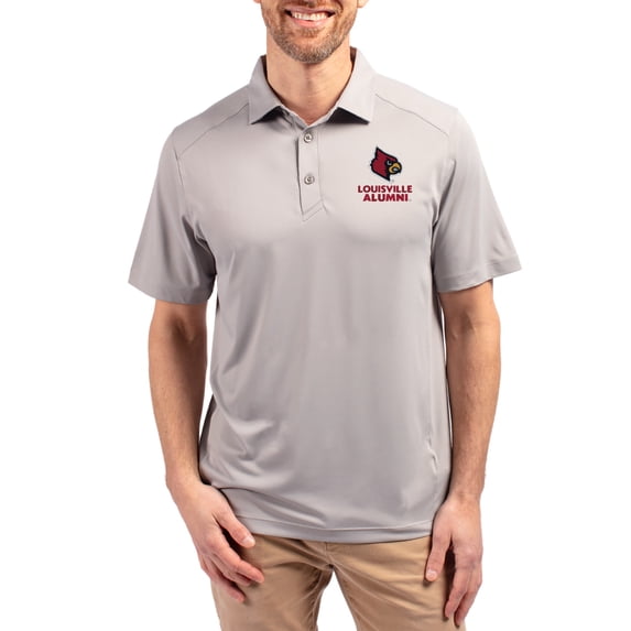 Men's-Cutter & Buck Gray Louisville Cardinals Forge Alumni Eco Stretch Recycled Polo
