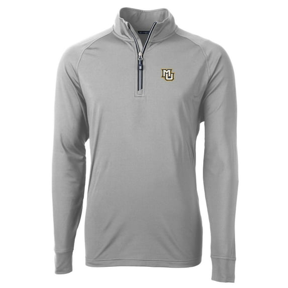 Men's Cutter & Buck Gray Marquette Golden Eagles Big & Tall Adapt Eco Knit Quarter-Zip Pullover Jacket