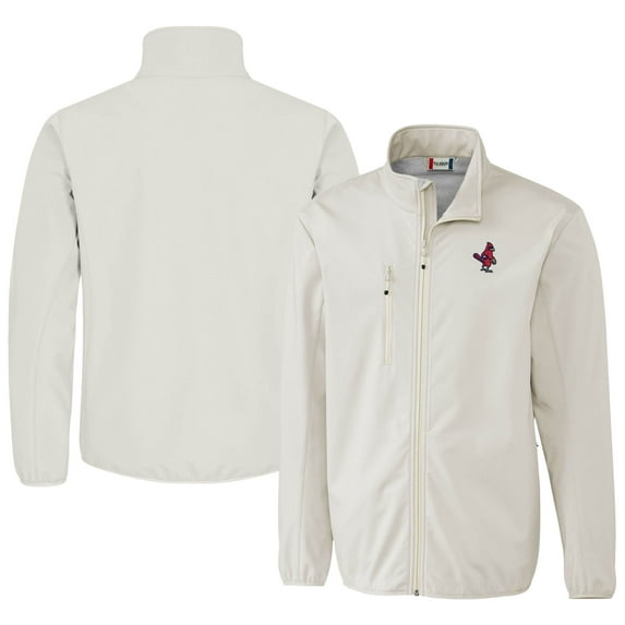 Men's Cutter & Buck Gray Memphis Redbirds Clique Trail Eco Stretch Softshell Full-Zip Jacket
