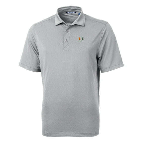 Men's Cutter & Buck Gray Miami Hurricanes Big & Tall Virtue Eco Pique Recycled Polo