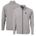 thumbnail image 1 of Men's Cutter & Buck Gray Michigan State Spartans Big & Tall Adapt Eco Knit Hybrid Recycled Full-Zip Jacket, 1 of 3