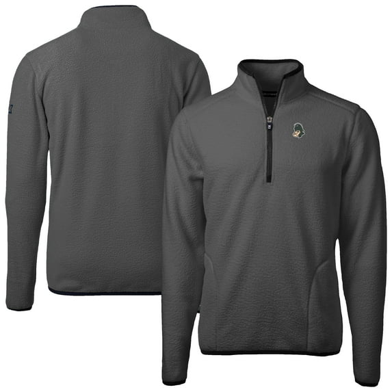 Men's Cutter & Buck Gray Michigan State Spartans Cascade Eco Sherpa Fleece Quarter-Zip Pullover Jacket