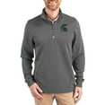 thumbnail image 1 of Men's-Cutter & Buck  Gray Michigan State Spartans DryTec Traverse Stretch Eco Tri-Blend Quarter-Zip Pullover, 1 of 2