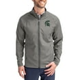 thumbnail image 1 of Men's Cutter & Buck Gray Michigan State Spartans Primary Logo Adapt Eco Knit Raglan Full-Zip Jacket, 1 of 2