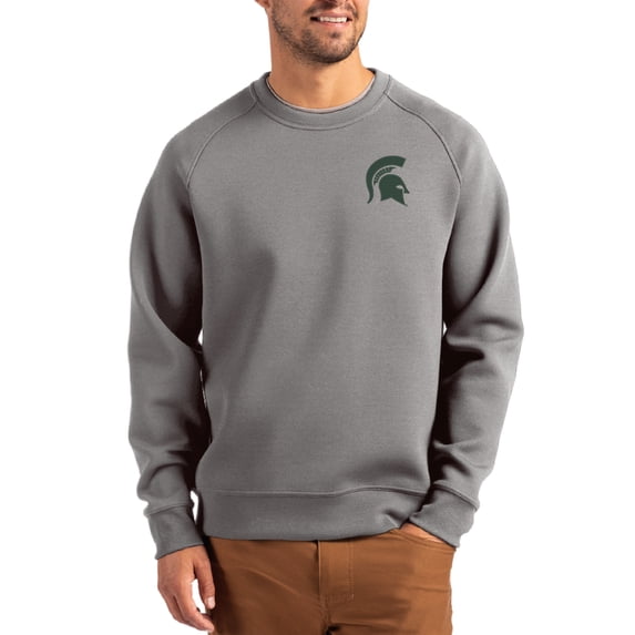 Men's Cutter & Buck Gray Michigan State Spartans Roam Recycled Pullover