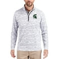 thumbnail image 1 of Men's-Cutter & Buck  Gray Michigan State Spartans Traverse Stretch Eco Camo DryTec Tri-Blend Quarter-Zip Pullover, 1 of 2