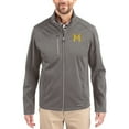 thumbnail image 1 of Men's Cutter & Buck Gray Michigan Wolverines Evoke Eco Softshell Recycled Full-Zip Jacket, 1 of 2