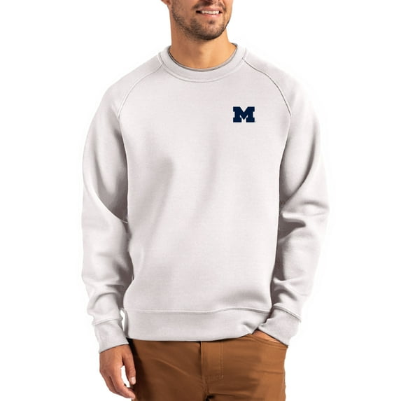 Men's Cutter & Buck Gray Michigan Wolverines Roam Recycled Pullover