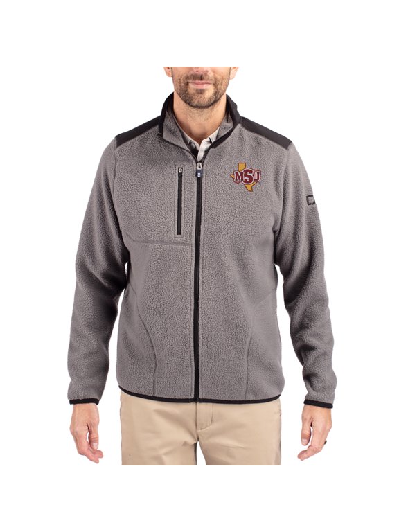 Men's Cutter & Buck Gray Midwestern State Mustangs Cascade Eco Fleece Full-Zip Jacket