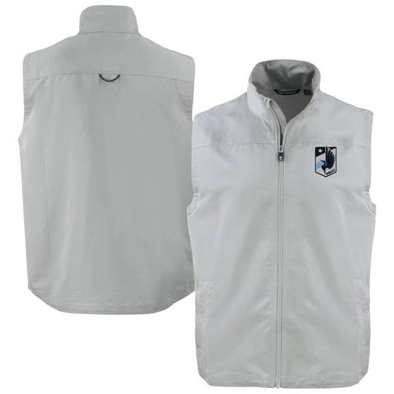 Men's Cutter & Buck Gray Minnesota United FC Big & Tall Charter Eco Recycled Full-Zip Vest