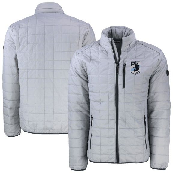 Men's Cutter & Buck Gray Minnesota United FC Rainier PrimaLoft Eco Insulated Puffer Full-Zip Jacket