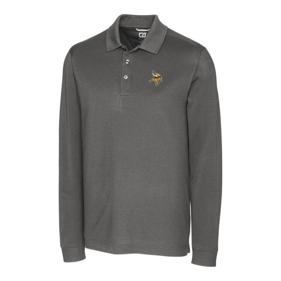 Men's Cutter & Buck Gray Minnesota Vikings Advantage Long Sleeve Polo