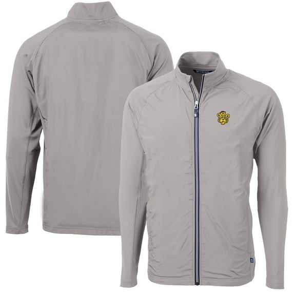 Men's Cutter & Buck Gray Missouri Tigers Adapt Eco Knit Hybrid Recycled Big & Tall Full-Zip Jacket