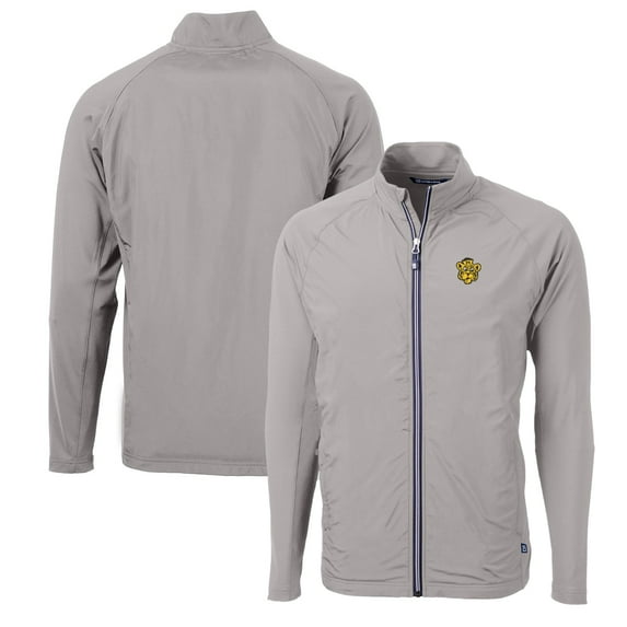 Men's Cutter & Buck Gray Missouri Tigers Adapt Eco Knit Hybrid Recycled Full-Zip Jacket