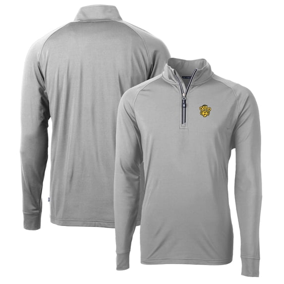 Men's Cutter & Buck Gray Missouri Tigers Adapt Eco Knit Stretch Recycled Quarter-Zip Pullover Top