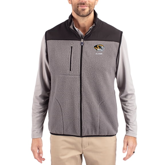Men's Cutter & Buck Gray Missouri Tigers Cascade Eco Fleece Full-Zip Vest