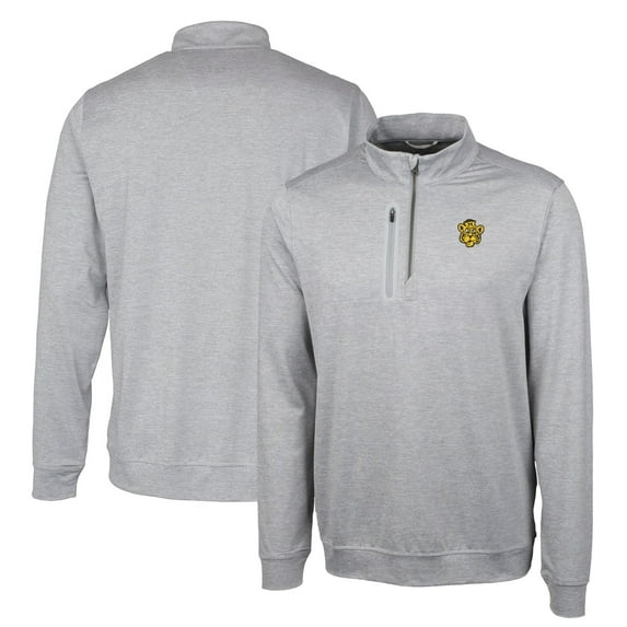 Men's Cutter & Buck Gray Missouri Tigers Heathered Vault Stealth Quarter-Zip Pullover Top