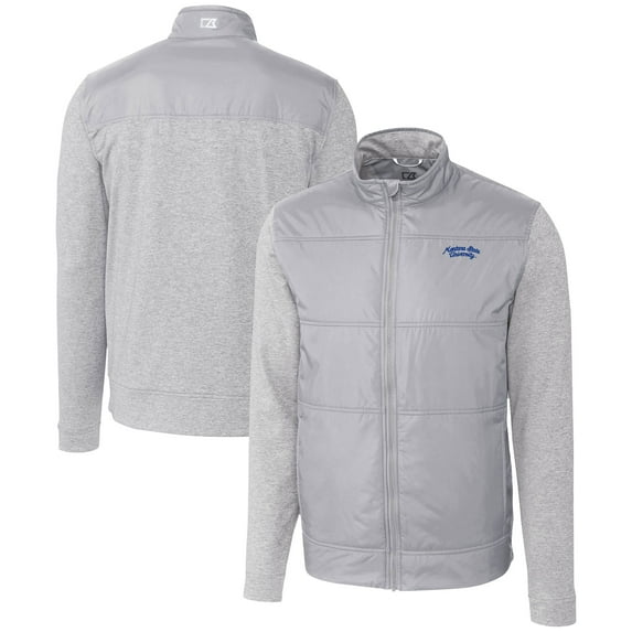 Men's Cutter & Buck Gray Montana State Bobcats Vault Stealth Hybrid Quilted Full-Zip Windbreaker Jacket
