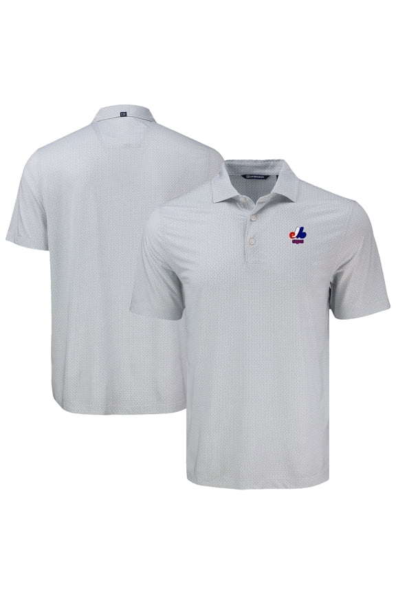 Men's Cutter & Buck Gray Montreal Expos Big & Tall Cooperstown Collection Pike Eco Diamond Dot Print Polo