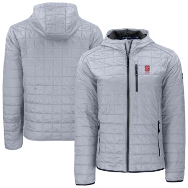 Men's-Cutter & Buck  Gray NC State Wolfpack Rainier Eco PrimaLoft Hooded Full-Zip Jacket