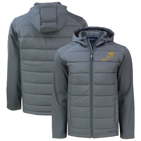 Men's Cutter & Buck Gray NDSU Bison Vintage Evoke Hybrid Eco  Full-Zip Hoodie